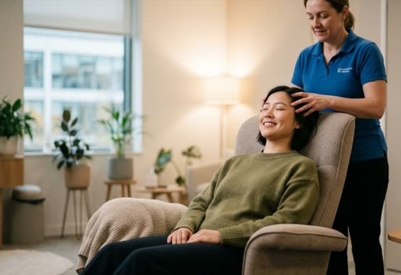 Séance de réflexologie en entreprise